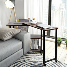 Load image into Gallery viewer, Gymax Walnut Sofa Side Table Rotating Bookcase End Table w/Wheels