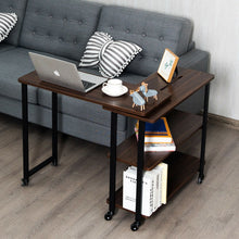 Load image into Gallery viewer, Gymax Walnut Sofa Side Table Rotating Bookcase End Table w/Wheels