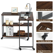 Load image into Gallery viewer, Gymax Walnut Sofa Side Table Rotating Bookcase End Table w/Wheels