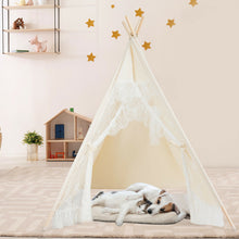 Load image into Gallery viewer, Gymax Kids Lace Teepee Tent Folding Children Playhouse W/Bag Christmas