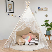 Load image into Gallery viewer, Gymax Kids Lace Teepee Tent Folding Children Playhouse W/Bag Christmas