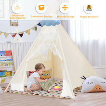 Load image into Gallery viewer, Gymax Kids Lace Teepee Tent Folding Children Playhouse W/Bag Christmas