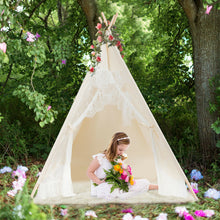 Load image into Gallery viewer, Gymax Kids Lace Teepee Tent Folding Children Playhouse W/Bag Christmas