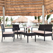Load image into Gallery viewer, Gymax 4PCS Patio Rattan Set Cushioned Sectional Sofa Glass Table