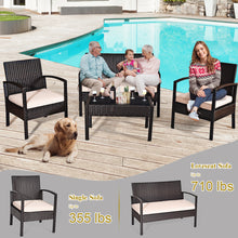 Load image into Gallery viewer, Gymax 4PCS Patio Rattan Set Cushioned Sectional Sofa Glass Table