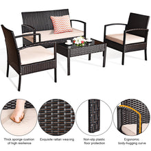 Load image into Gallery viewer, Gymax 4PCS Patio Rattan Set Cushioned Sectional Sofa Glass Table