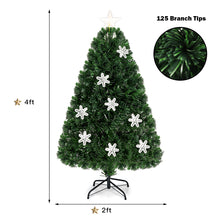 Load image into Gallery viewer, Gymax 4' Pre-Lit Multi-Color Lights Fiber Optic Artificial Christmas Tree with Snowflakes