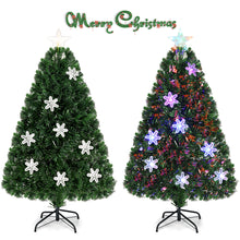 Load image into Gallery viewer, Gymax 4' Pre-Lit Multi-Color Lights Fiber Optic Artificial Christmas Tree with Snowflakes