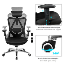 Load image into Gallery viewer, Gymax High Back Mesh Office Chair Adjustable Lumbar Support&Headrest Home Study Black