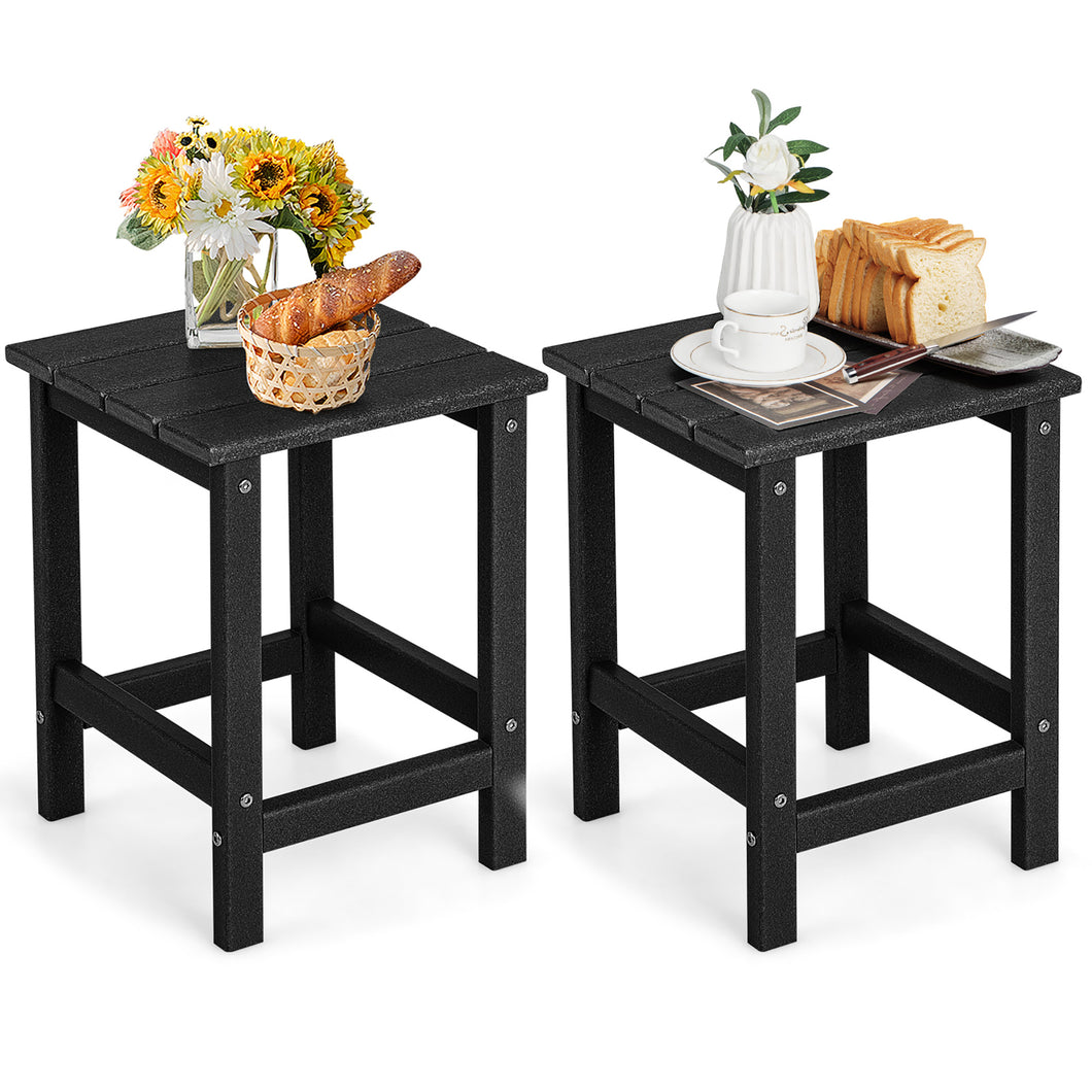 Gymax 2PCS 14'' Patio Adirondack Side Table HDPE Square Weather Resistant Garden Black