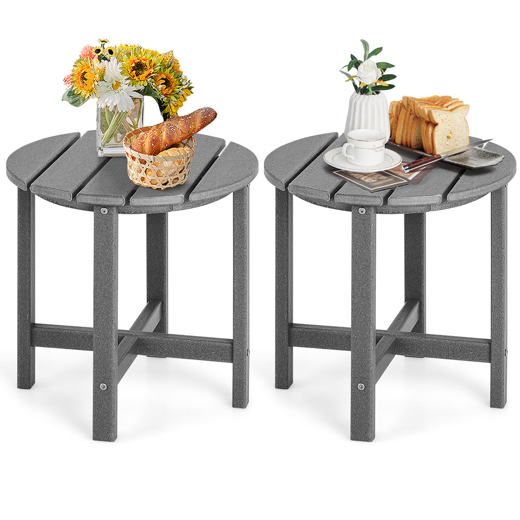 Gymax 2PCS 18''Adirondack Side Table Weather Resistant HDPE Garden Patio Grey