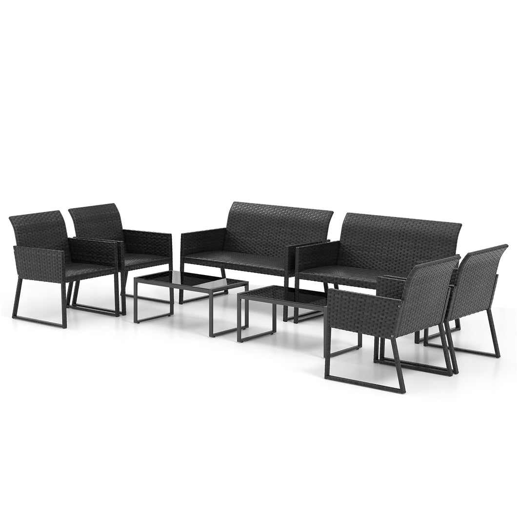 Gymax 8PCS Wicker Furniture Set Outdoor Conversation with Quick Dry Foam Patio