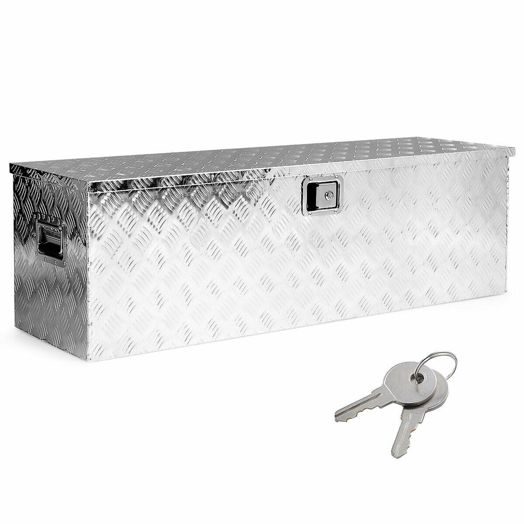 Gymax 49'' Aluminum Truck Pickup ATV Camper Tool Box Trailer Flatbed RV Storage With  Lock