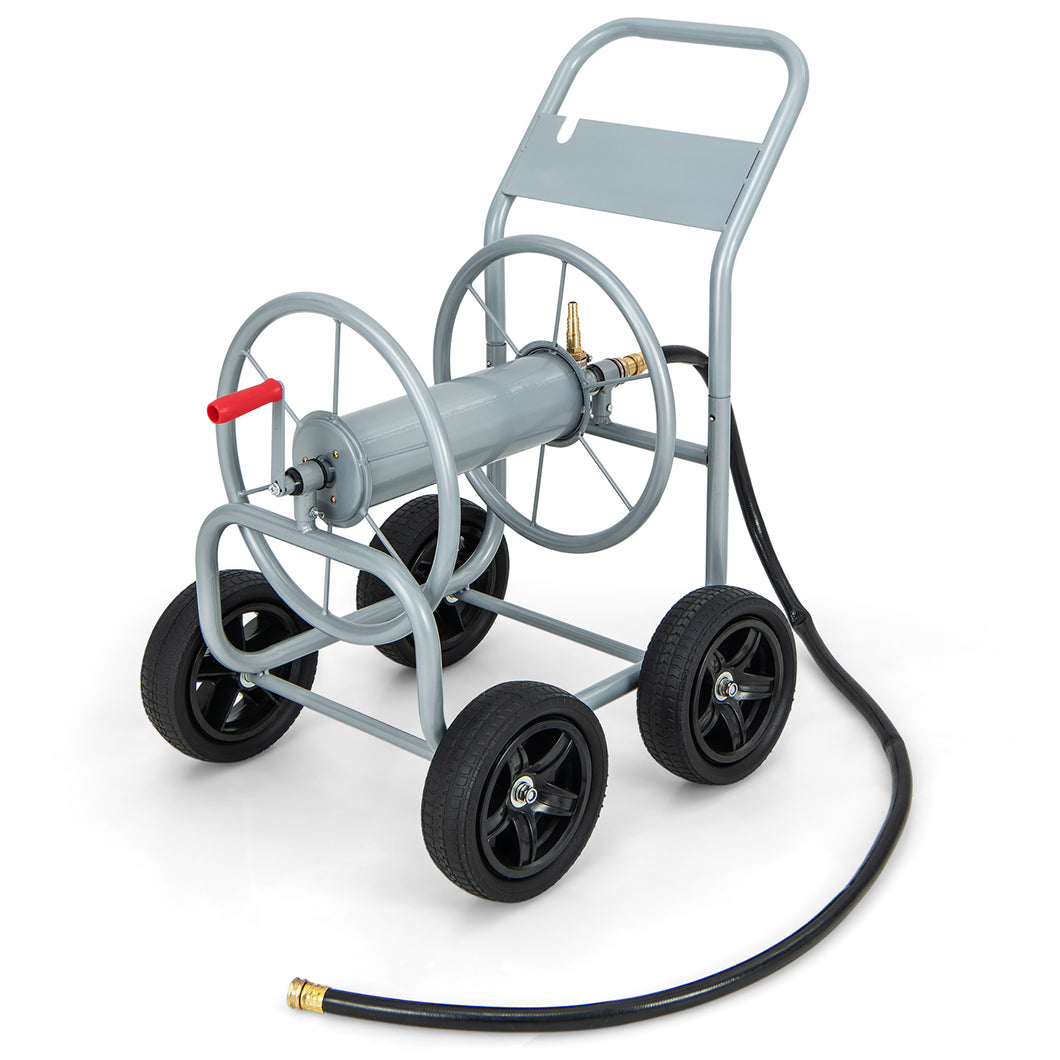 Gymax Garden Hose Reel Cart Holds 330ft of 3ith 4''or 5ith 8'' Hose 400ft of 1ith 2'' Hose Grey