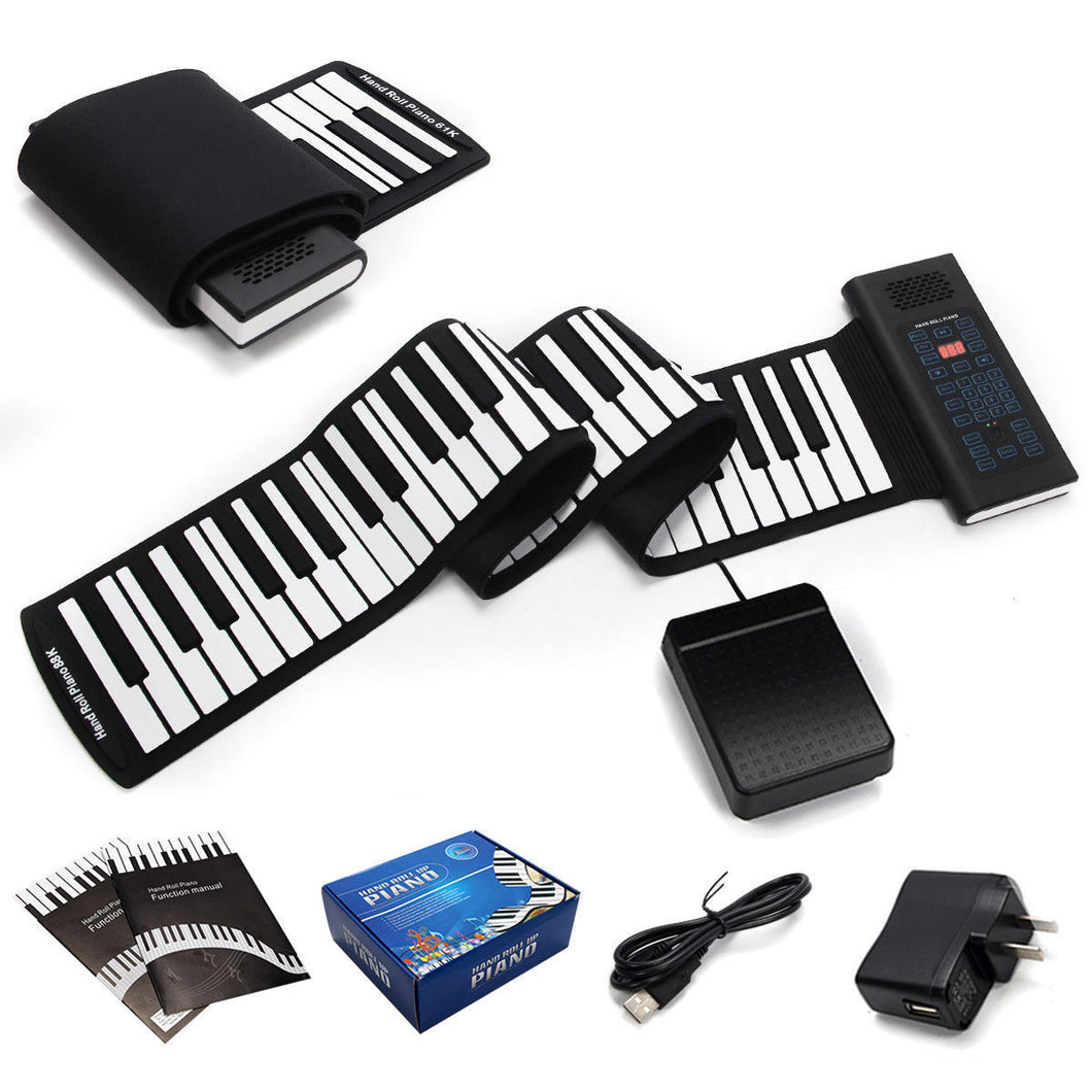 Gymax 88 Keys Roll Up Piano Electronic Music Keyboard Silicone Rechargeable with Pedal
