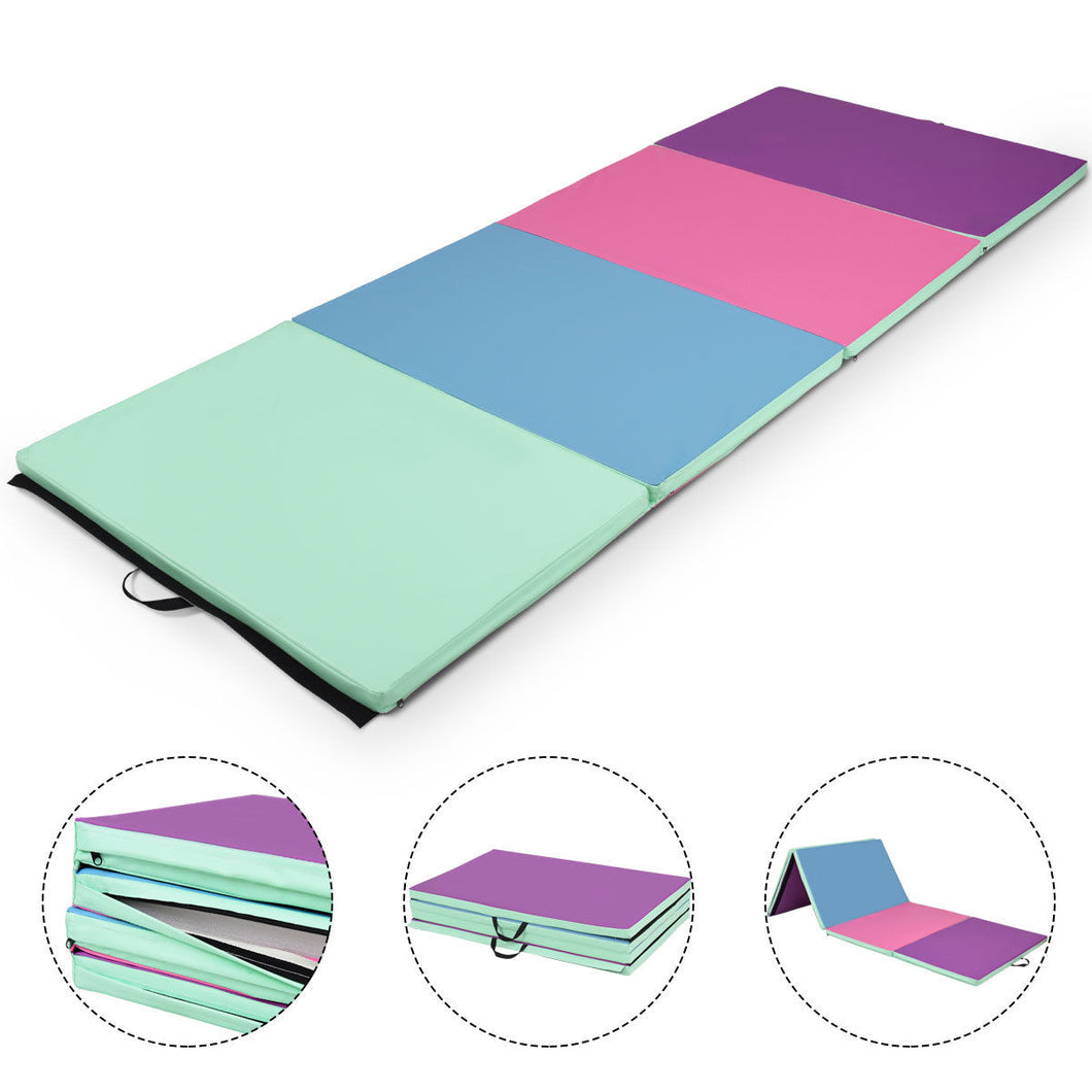 Gymax 4'x8'x2'' Portable Gymnastics Mat Folding Exercise Aerobics Exercise Gym Fitness