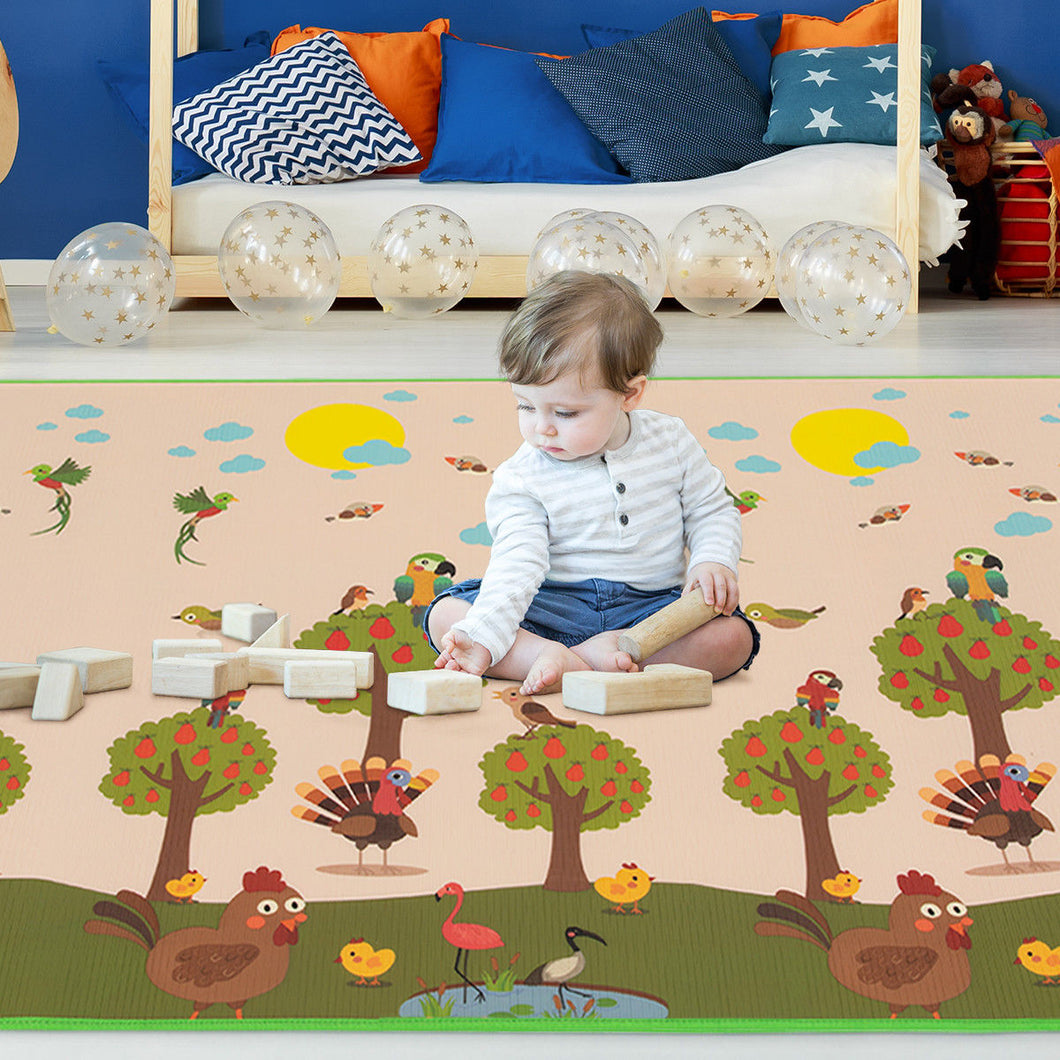 Gymax 79''x59'' Folding Baby Play Mat Reversible XPE Floor Playmat Toddlers Waterproof