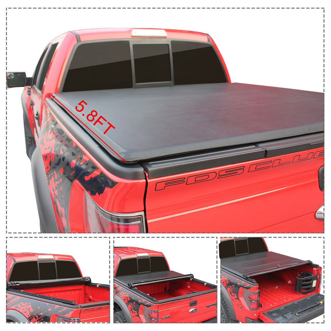 Gymax Roll Up Truck Bed Tonneau Cover For 2009-2018 Dodge Ram 1500 5.8FT Bed Black