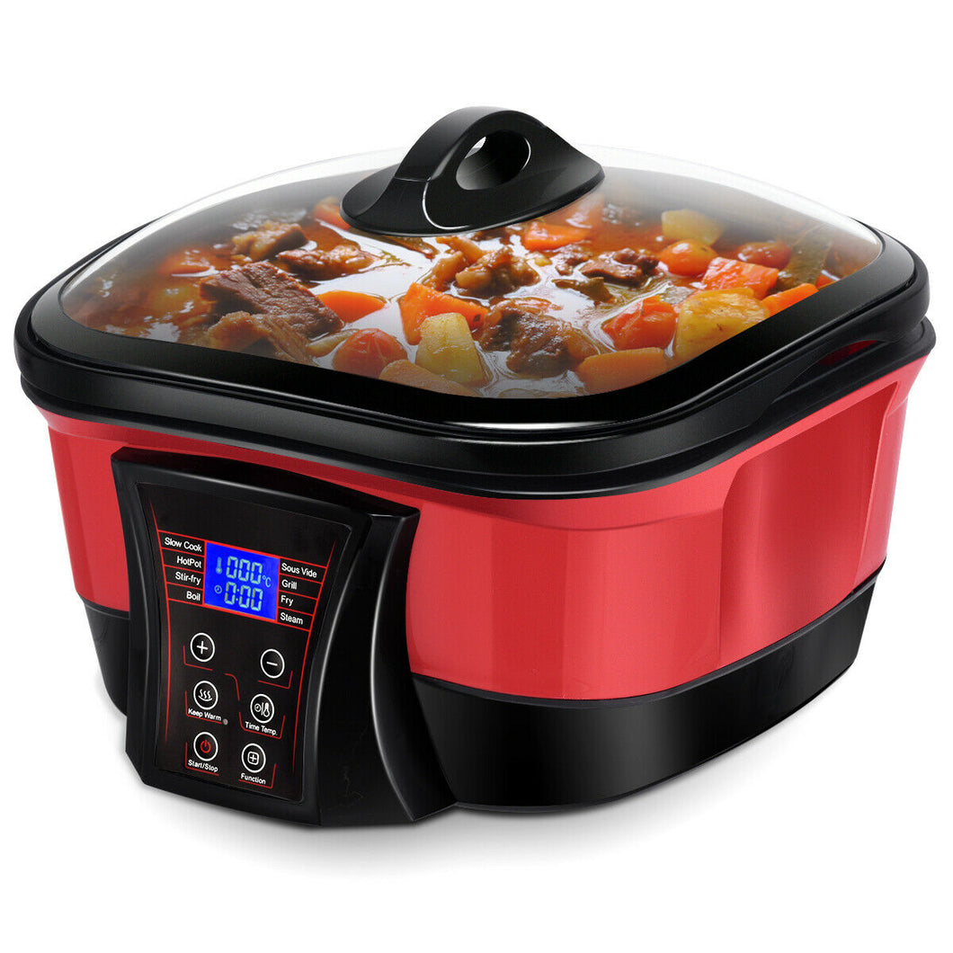 Gymax 8 in 1 Multi Cooker 5.3 Quart Programmable Non-Stick Slow Cooker Pot LCD Display