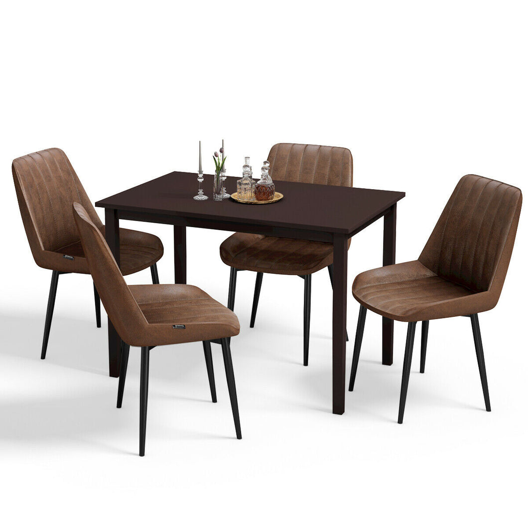 Gymax 5 Piece Dining Set Table and 4 Padded Seat Chairs Home Kitchen Furniture Modern