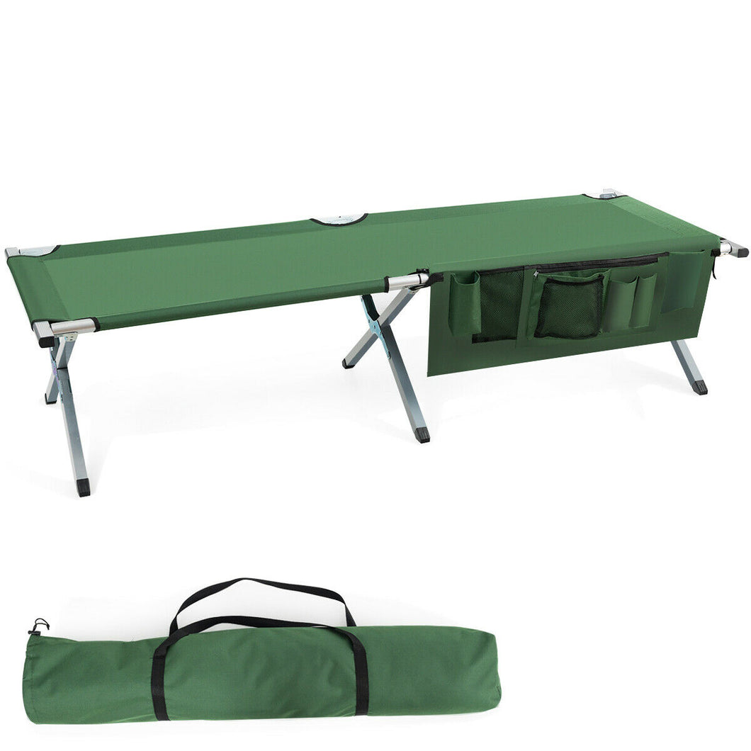 Gymax Folding Camping Cot Heavy-duty Camp Bed With Carry Bag for Traveling Beach Vocation