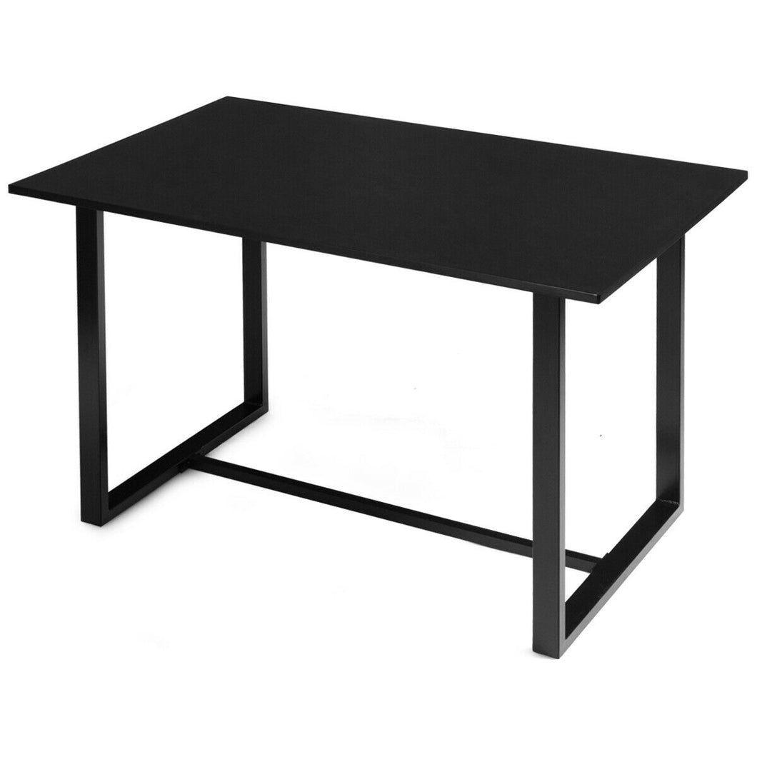 Gymax Home Office Computer Writing Desk with  Metal Frame Bamboo Top Black