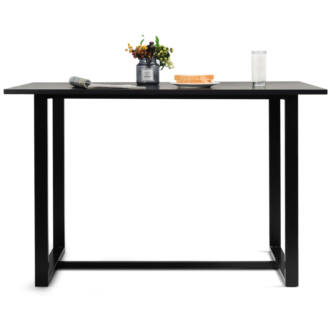 Gymax Modern Dining Table for 4 People with  Metal Frame Bamboo Top Black