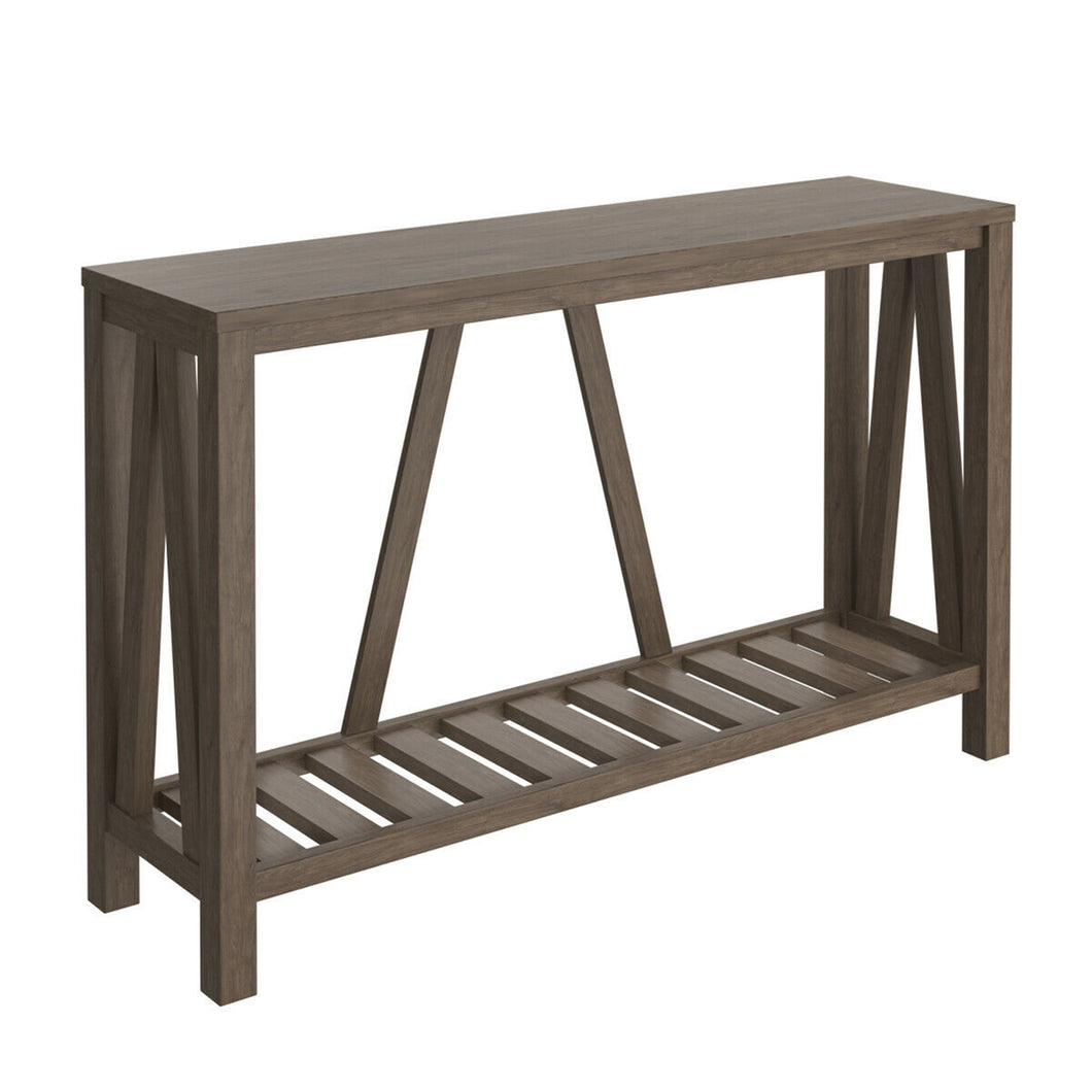 Gymax 52 Inch Long Console Table End Sofa Table Accent Entryway Living Room Brown