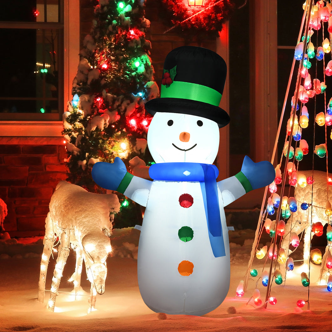 Gymax 4ft Christmas Inflatable Snowman Holiday Decoration with  Internal LED Lights