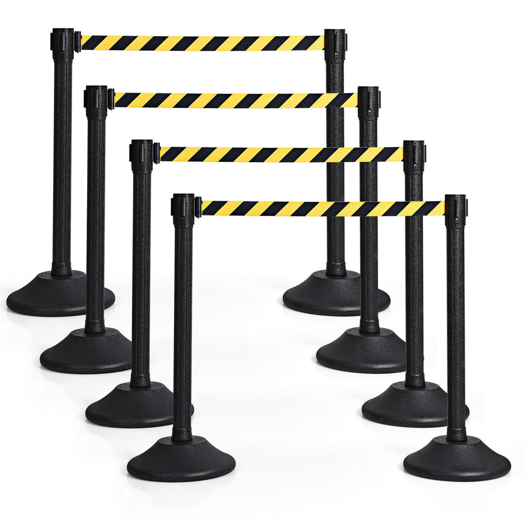 Gymax 8PCS Crowd Control Post Stanchion Barrier Combo Set Queue Pole with  75'' Belt