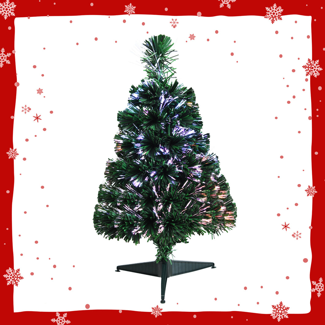 Gymax 2 FT Pre-lit Artificial Tabletop Christmas Tree Fiber Optic Mini Xmas Tree
