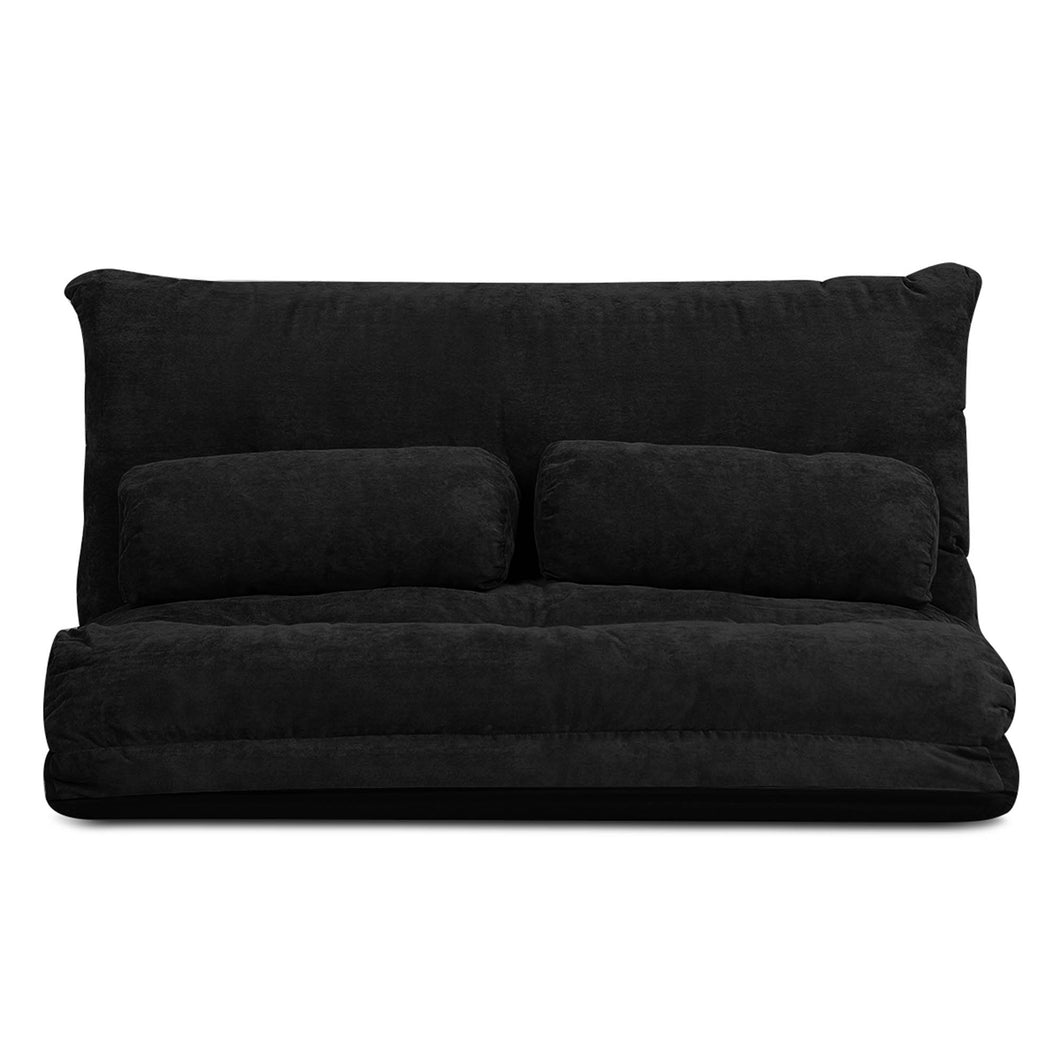 Gymax Floor Sofa Bed 6-Position Adjustable Sleeper Lounge Couch with 2 Pillows Black