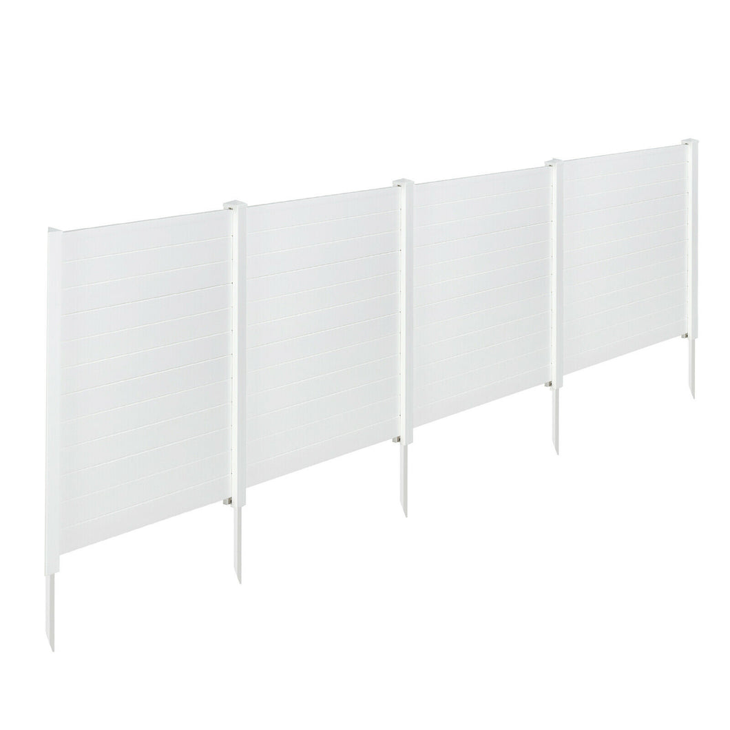 Gymax 2 PCS Outdoor PVC Privacy Panels 2-Pack Picket Fence With  3 Cuspidal Foot Stakes