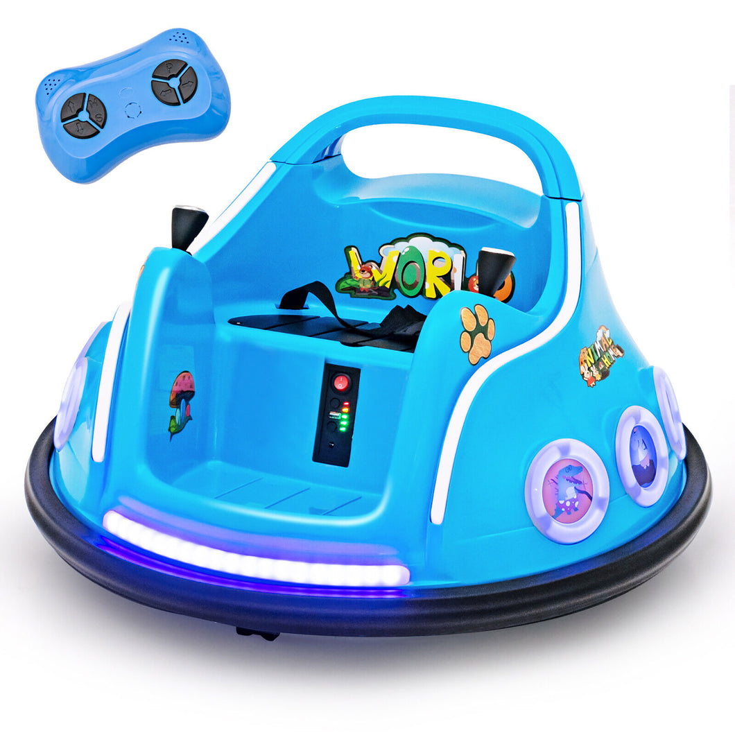 Gymax 12V Kids Ride on Bumper Car Remote Control with  Flashing LED Light & Music Navy