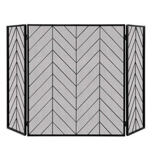Load image into Gallery viewer, Gymax 3-Panel Fireplace Screen Foldable Wrought Metal Iron Mesh Fire Spark Guard
