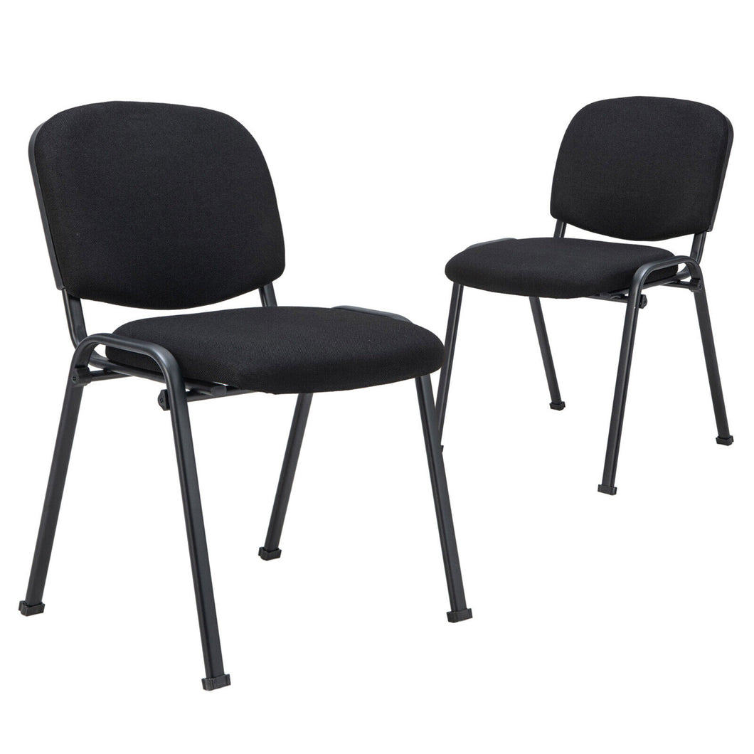 Gymax Set of 2 Office Guest Chair Stackable Reception Chair Waiting Conference Room