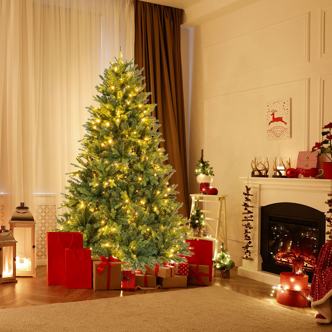 Gymax 6 FT Pre-Lit Artificial Christmas Tree Hinged Xmas Tree with  350 LED Lights