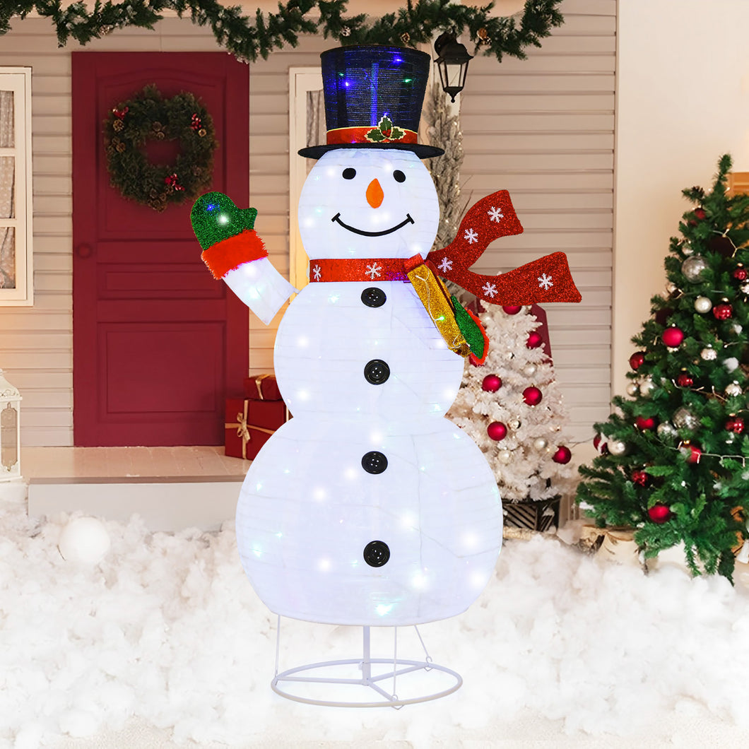Gymax 6FT Lighted Christmas Snowman with  Leds Christmas Pre-lit Yard Decoration with  8 Lighting Modes