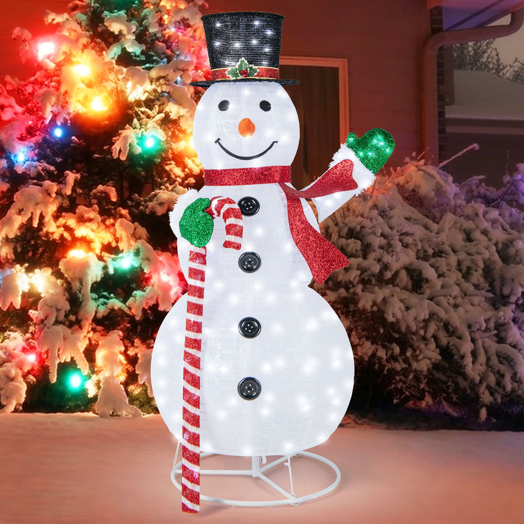 Gymax 5FT Lighted Christmas Snowman Outdoor Pop-up Snow Man with  LED Lights & Santa Hat
