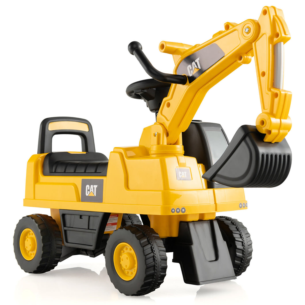 Gymax Licensed Caterpillar Kids Rid-On Digger Excavator Toy with  Rotatable Digging Bucket & Hidden Storage