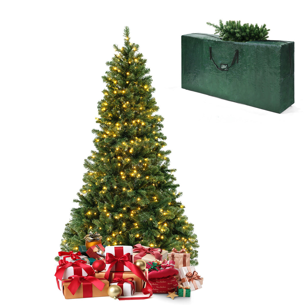 Gymax 6 FT Pre-Lit PVC Christmas Tree & Storage Bag with  Warm White LED Lights & Gloves