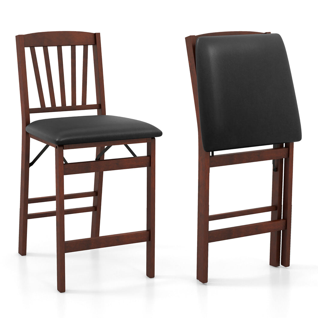 Gymax Set of 2 Counter Height Chairs Folding Kitchen Island Stool with  Padded Seat