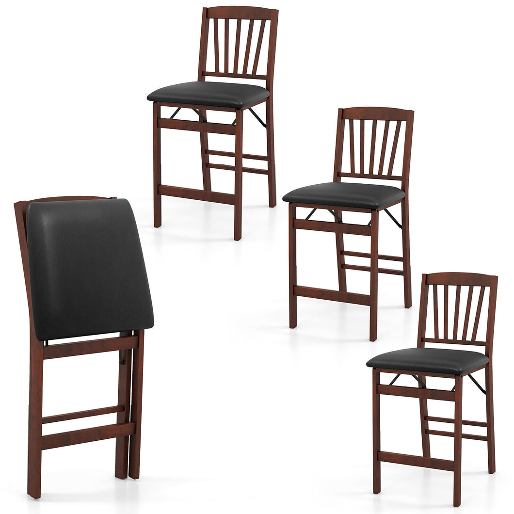Gymax Set of 4 Counter Height Chairs Folding Kitchen Island Stool with  Padded Seat