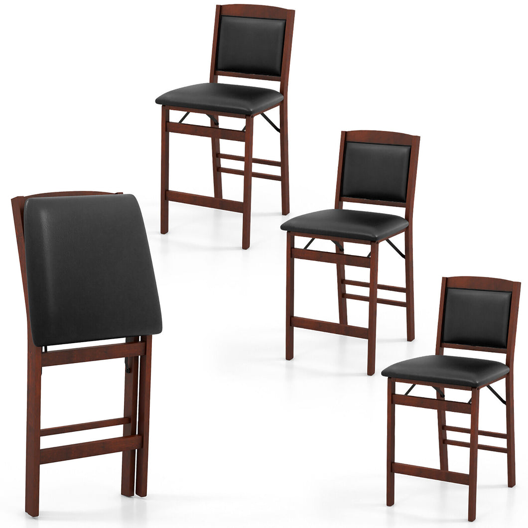 Gymax Set of 4 Counter Height Chairs with  Rubber Wood Legs Padded Seat & Backrest