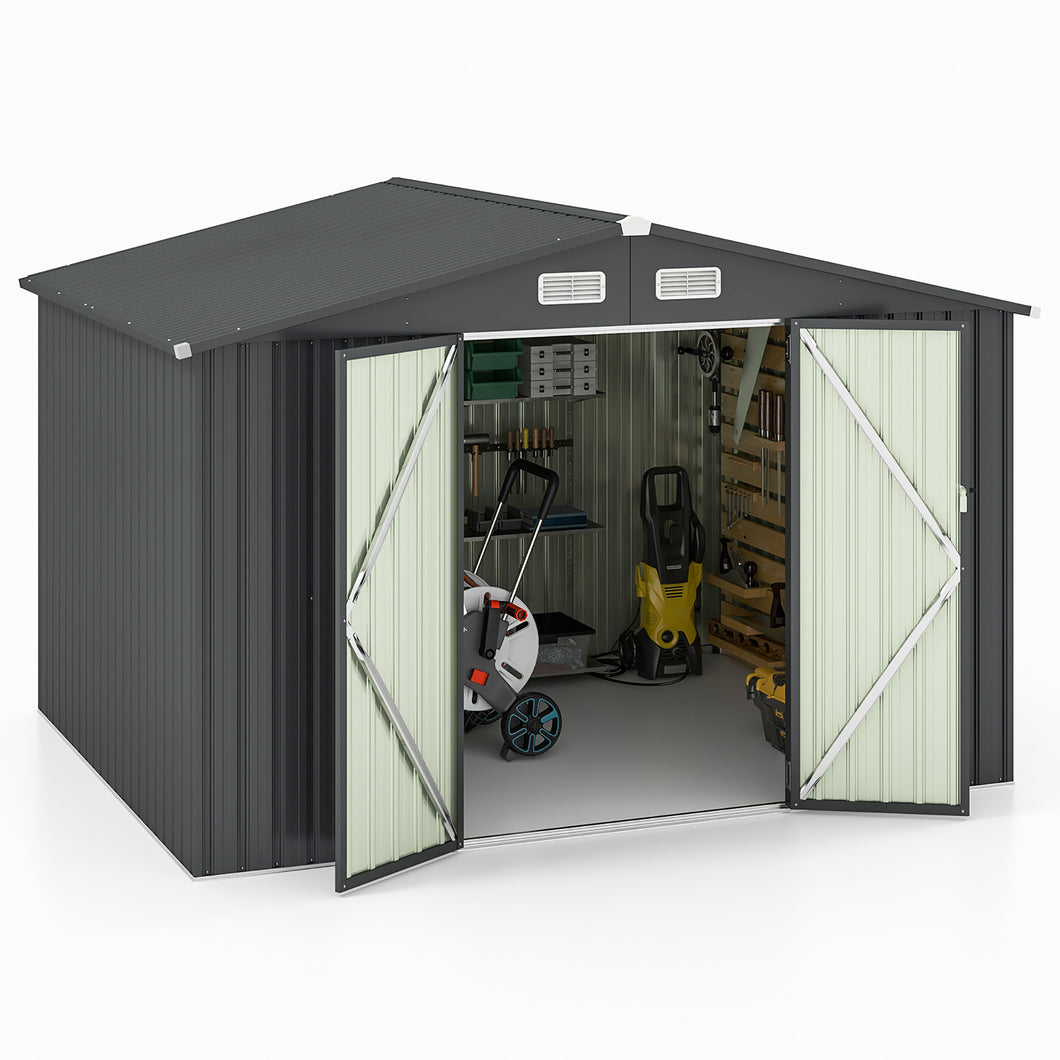 Gymax 10' x 7.7' Outdoor Storage Shed with  4 Vents Lockable Doors Waterproof & Windproof