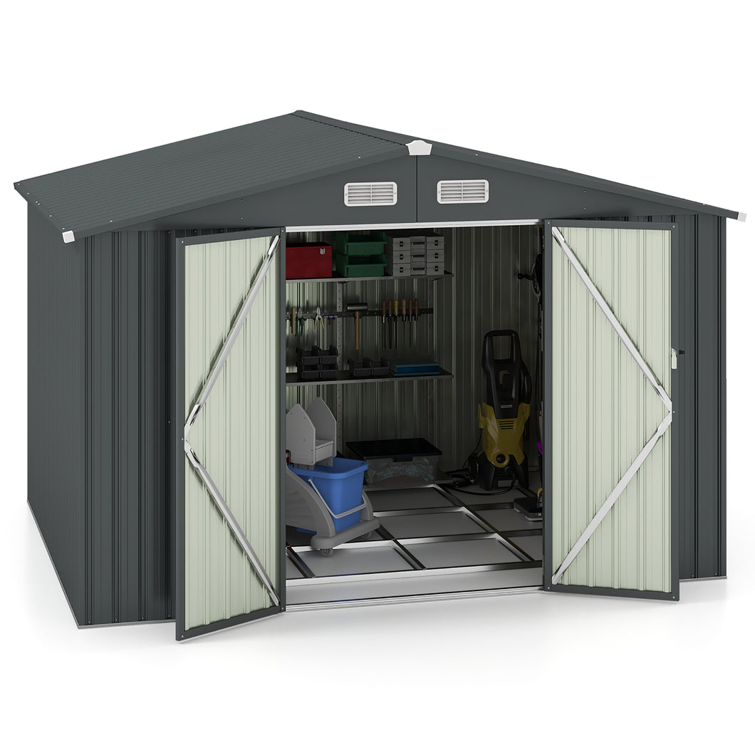 Gymax 10' x 7.7' Outdoor Storage Shed with  Base Floor 4 Vents Waterproof & Windproof