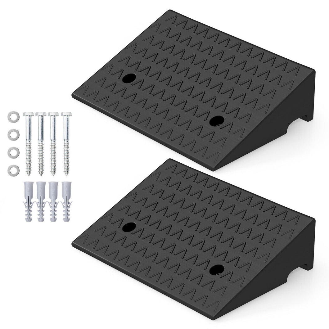 Gymax 2 Pack Rubber Curb Ramp with  6800 LBS Load Capacity 5'' Raised Height Wheelchairs