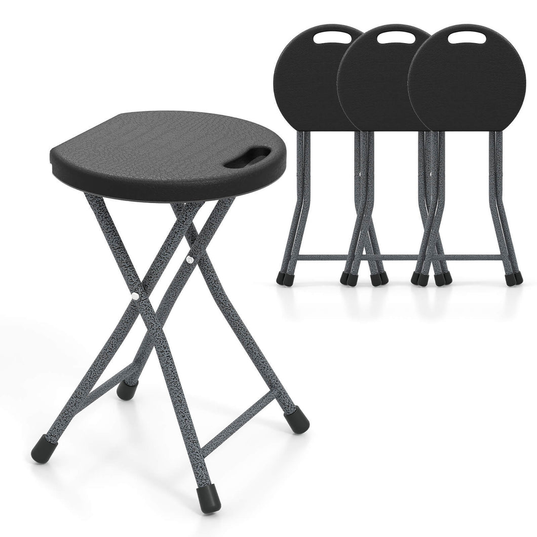Gymax 4PCS 18''H Folding Stool Portable & Foldable Camping Chair with  Built-in Handle