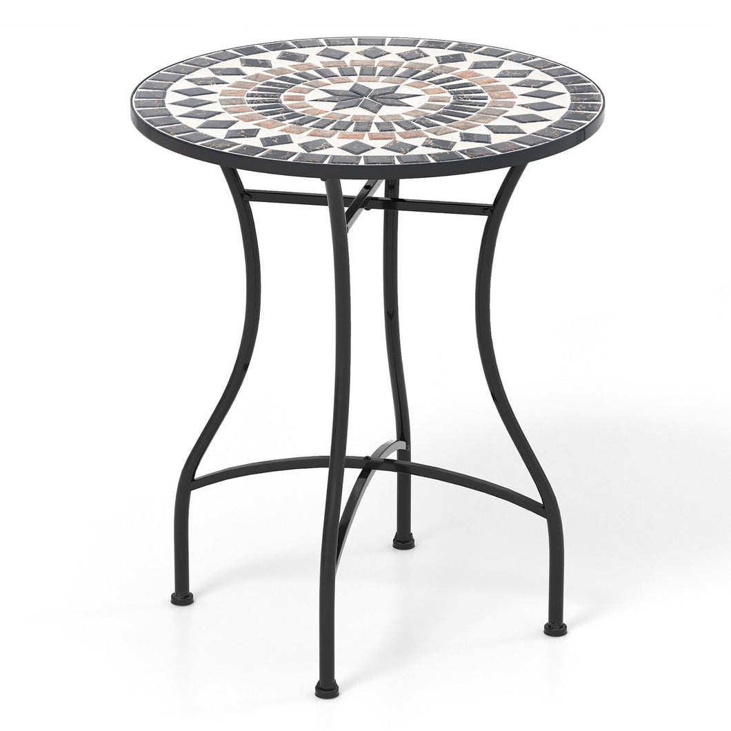 Gymax 24'' Bistro Table with  Ceramic Tile Tabletop Heavy-Duty Metal Structure Patio