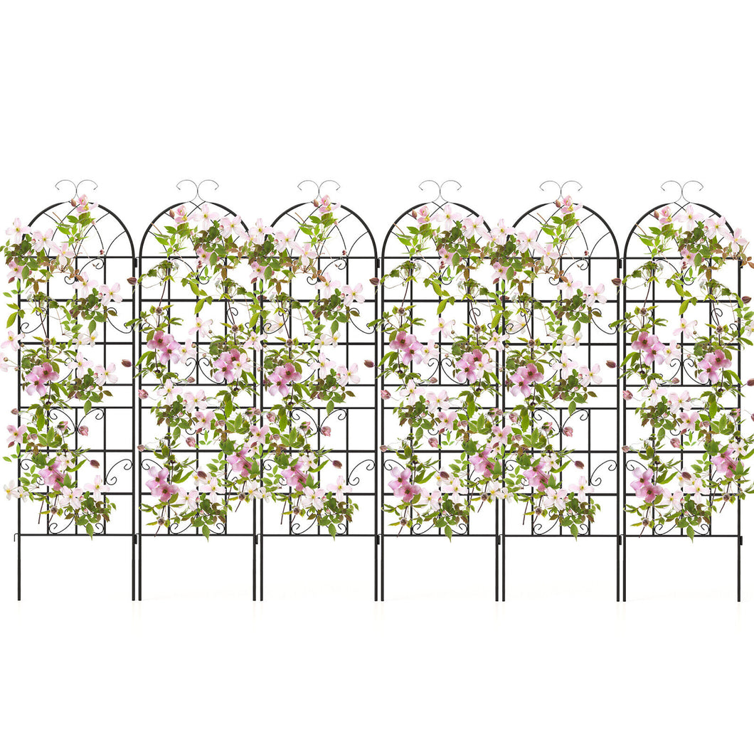 Gymax 71'' Tall Metal Garden Trellis for Climbing Plants 6 Pack Fence Panels Retro